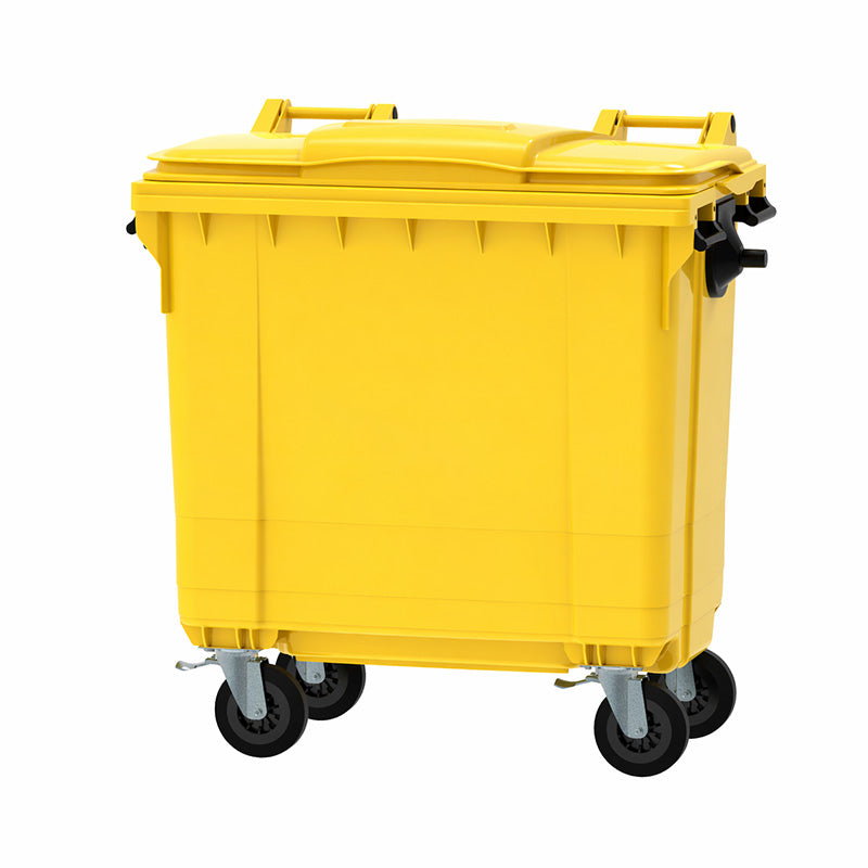 Container 770 liter vlak deksel geel