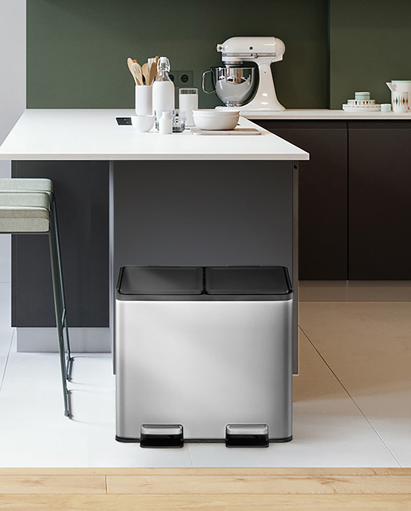 EKO Essential splitted Recycler pedaalemmer 15+15 liter mat RVS