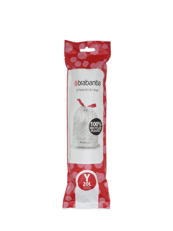 Brabantia PerfectFit afvalzak met trekbandsluiting 20 liter code Y, 20 stuks wit