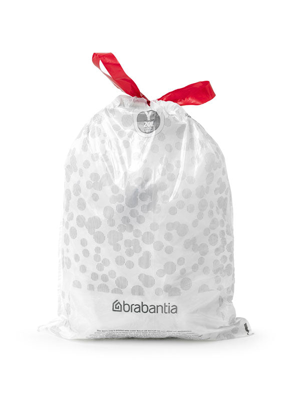 Brabantia PerfectFit afvalzak met trekbandsluiting 20 liter code Y, 20 stuks wit