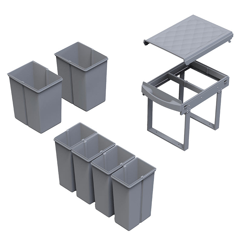 Inbouwafvalbak 4x8 liter grijs