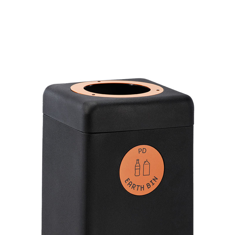 EarthBin afvalbak 60 liter zwart met oranje opening