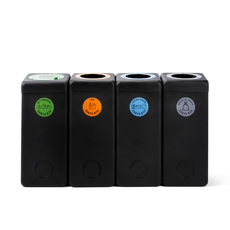 EarthBin afvalbak 60 liter zwart met oranje opening