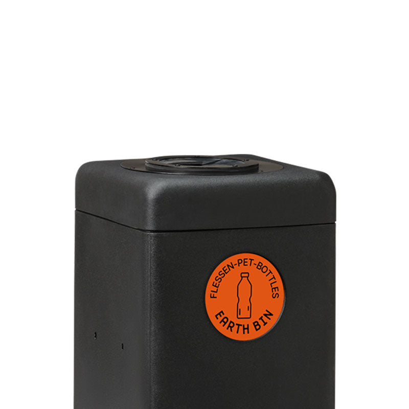 EarthBin afvalbak met rozet 60 liter zwart/oranje