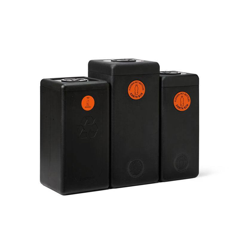 EarthBin afvalbak met rozet 60 liter zwart/oranje