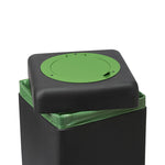 EarthBin afvalbak met klepdeksel 90 liter zwart met groen klepdeksel