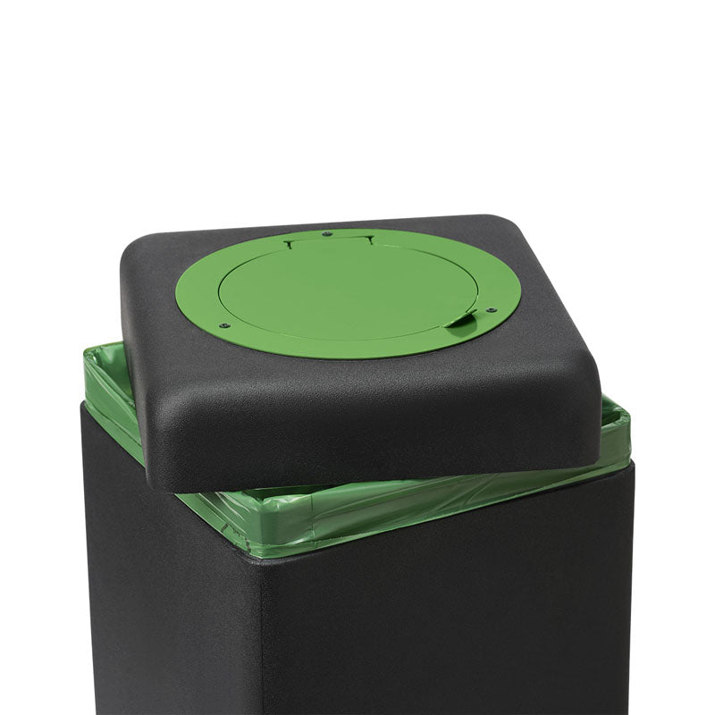 EarthBin afvalbak met klepdeksel 90 liter zwart met groen klepdeksel