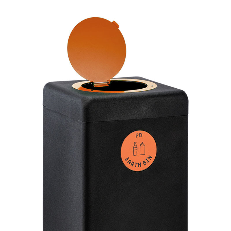 EarthBin afvalbak met klepdeksel 90 liter zwart met oranje klepdeksel