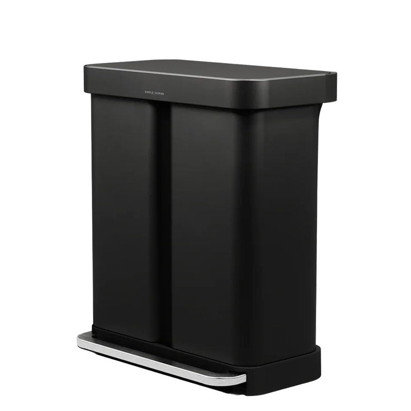 Simplehuman Rectangular Recycler pedaalemmer met Liner Pocket 24 + 34 liter mat zwart