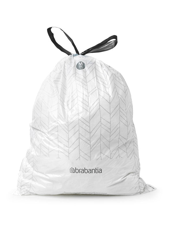 Brabantia PerfectFit afvalzak met trekbandsluiting 60 liter code M, 12 x 10 stuks wit