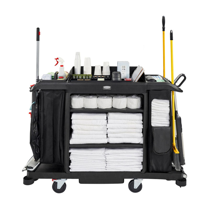Rubbermaid grote housekeeping-wagen zwart