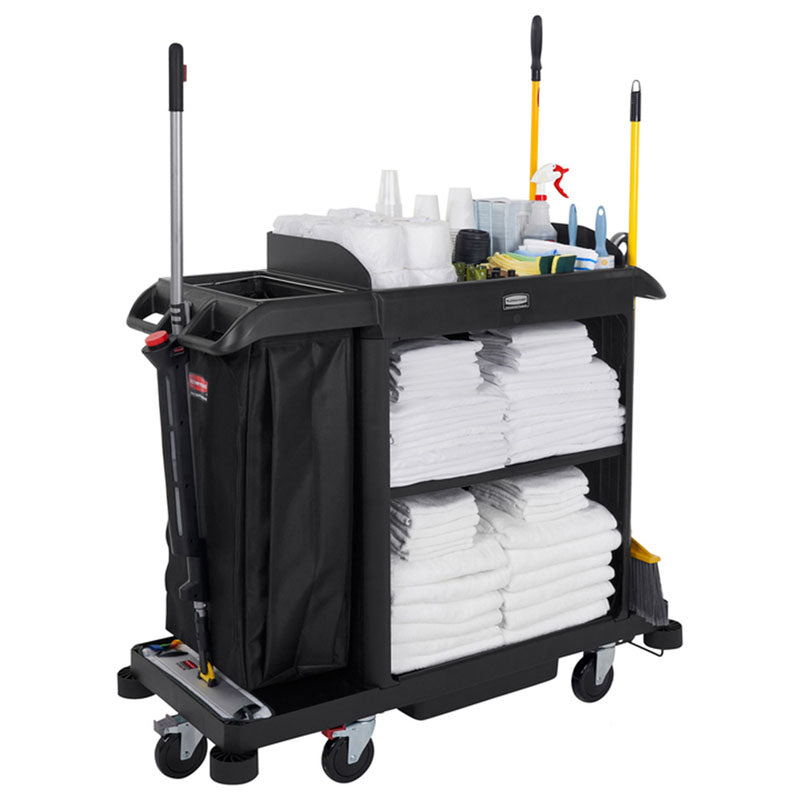 Rubbermaid compacte housekeeping-wagen zwart