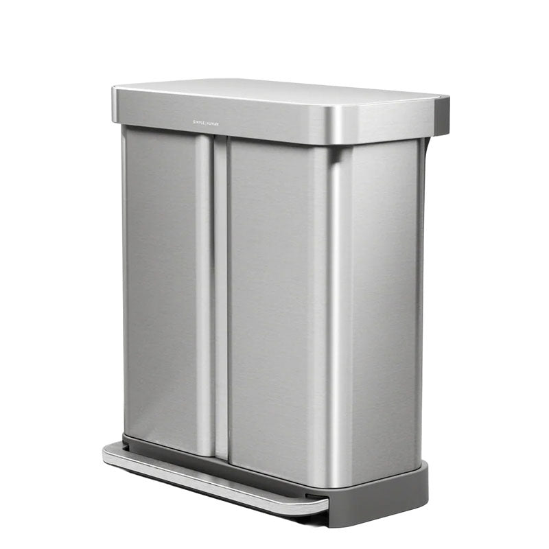 Simplehuman Rectangular Recycler pedaalemmer met Liner Pocket 24 + 34 liter RVS