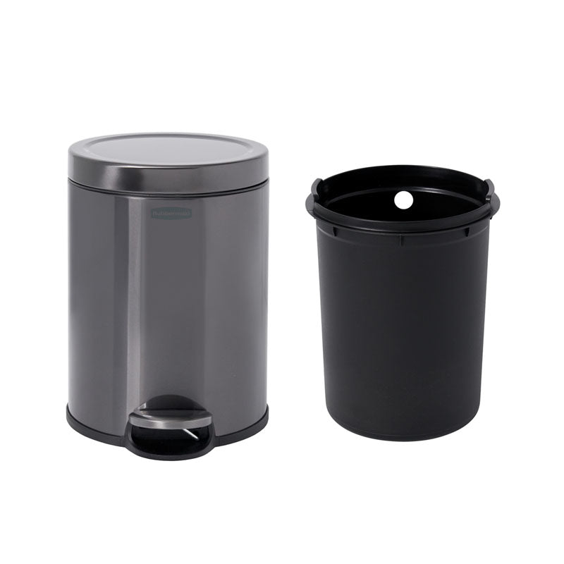 Rubbermaid ronde Step-On pedaalemmer 6 liter metallic grafiet