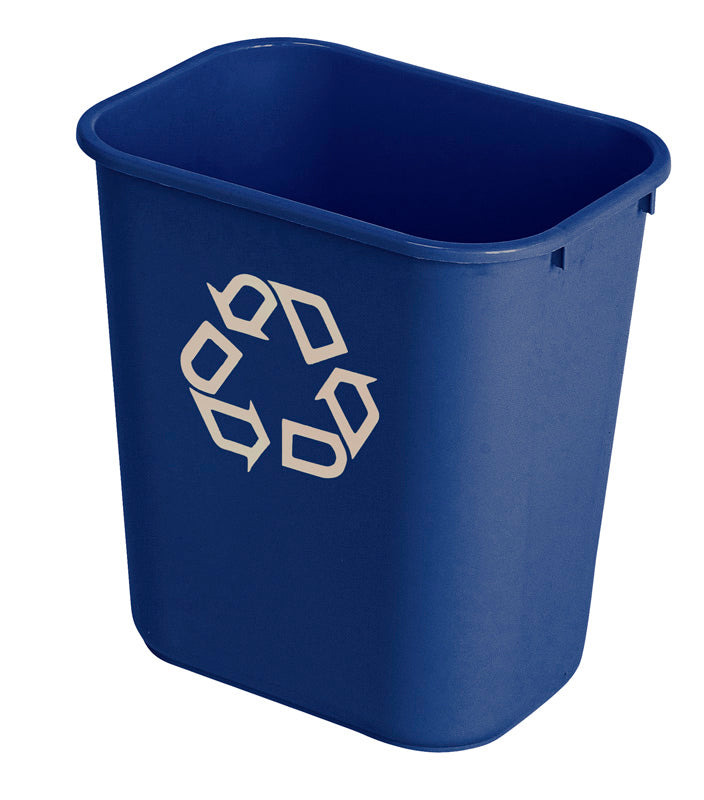 Rubbermaid rechthoekige afvalbak 26,6 liter blauw met recyclingsymbool