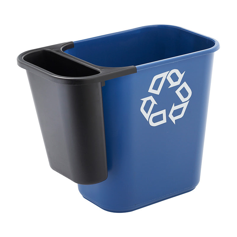 Rubbermaid rechthoekige afvalbak 26,6 liter blauw met recyclingsymbool