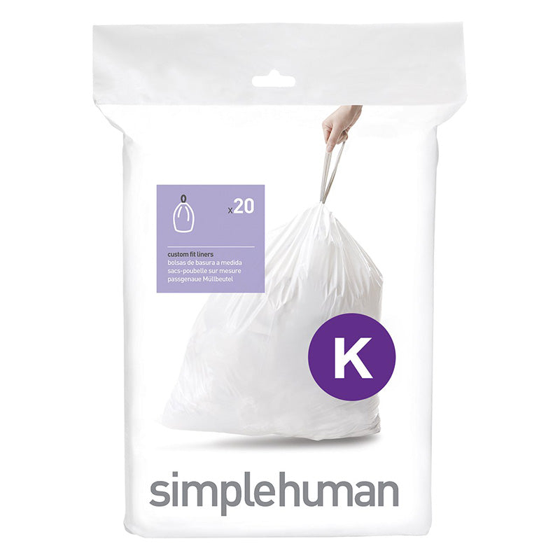 Simplehuman afvalzakken 35-45 liter code K, 20 stuks wit, 1 x 20 stuks