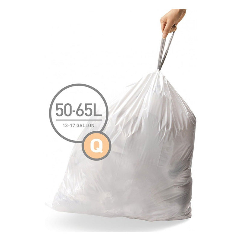 Simplehuman afvalzakken 50-65 liter code Q, 20 stuks wit, 1 x 20 stuks