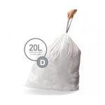 Simplehuman afvalzakken 20 liter code D, 20 stuks wit, 1 x 20 stuks