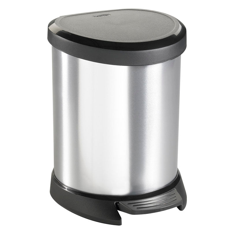 Curver Decobin pedaalemmer 5 liter zilver/zwart