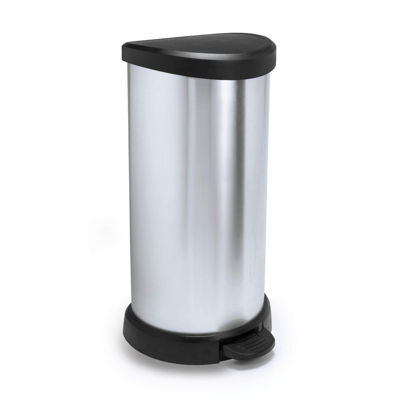 Curver Decobin pedaalemmer 40 liter zilver/zwart