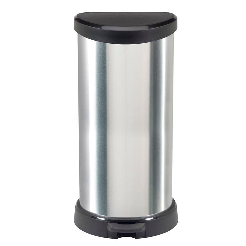 Curver Decobin pedaalemmer 40 liter zilver/zwart