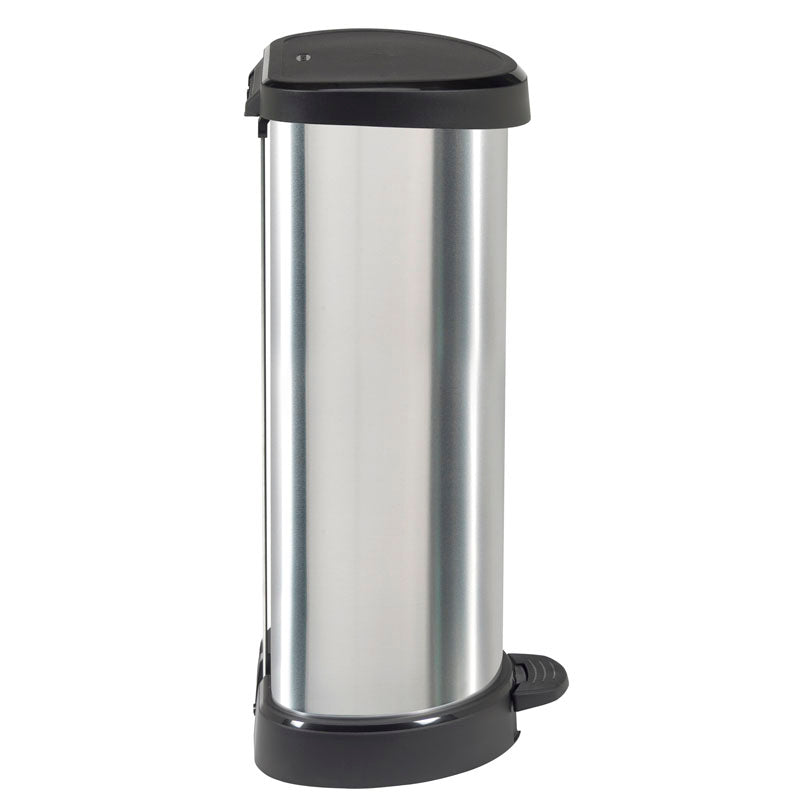 Curver Decobin pedaalemmer 40 liter zilver/zwart