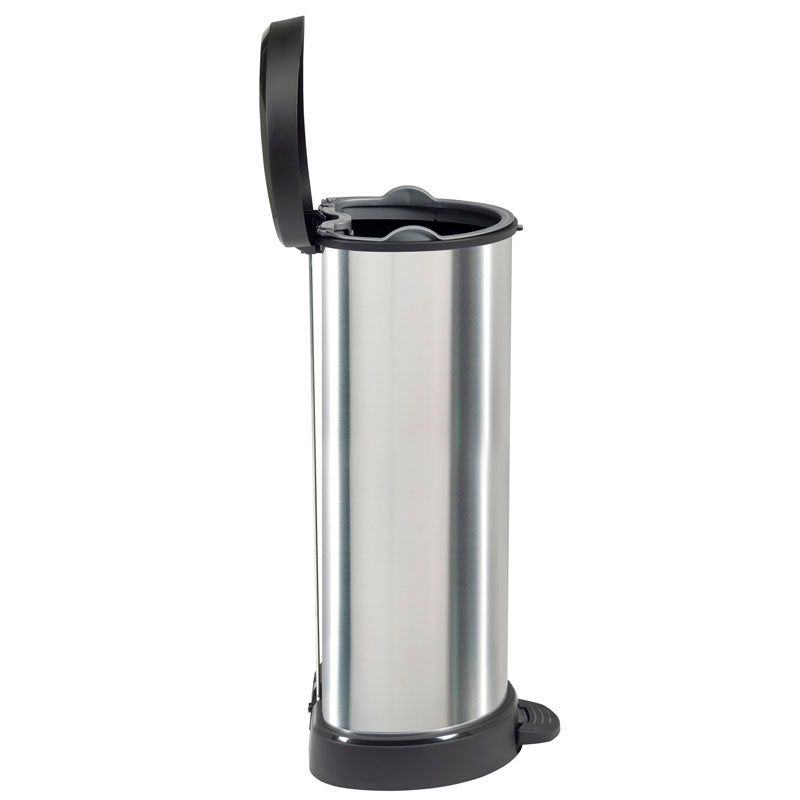 Curver Decobin pedaalemmer 40 liter zilver/zwart