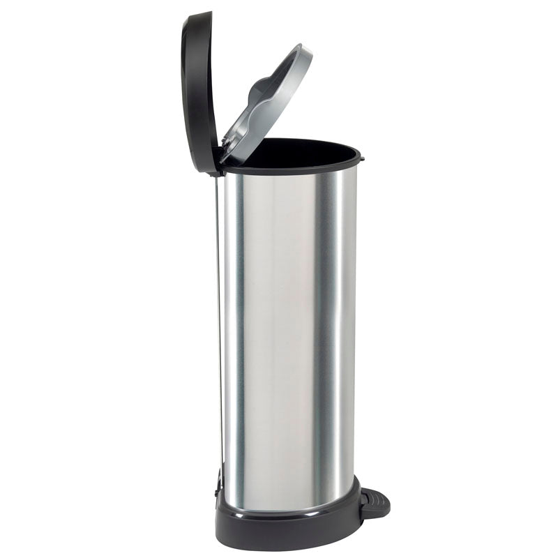 Curver Decobin pedaalemmer 40 liter zilver/zwart