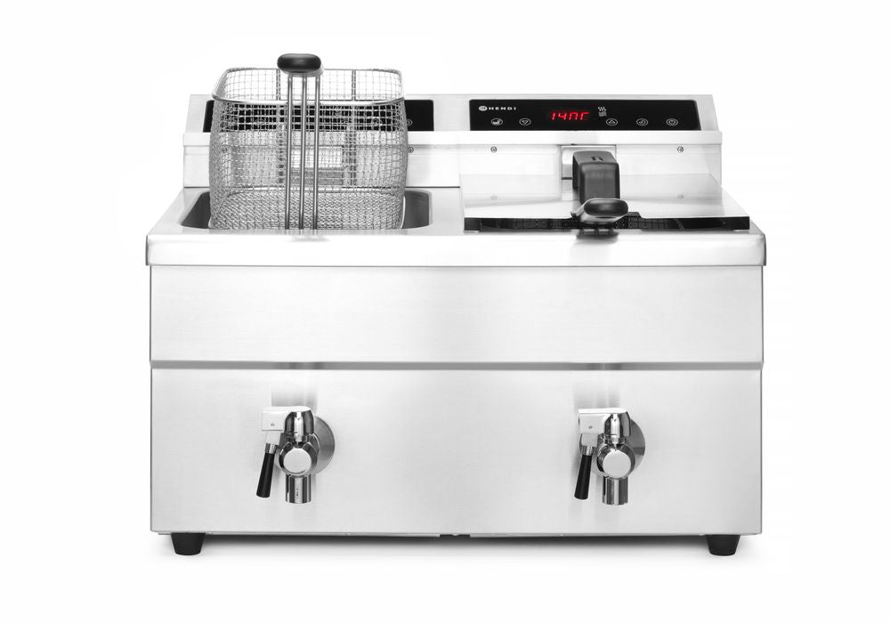 Inductie friteuse met aftapkraan - 2 x 8 l
