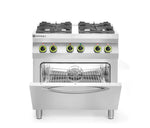 Gasfornuis 4-pits met convectieoven GN 1/1