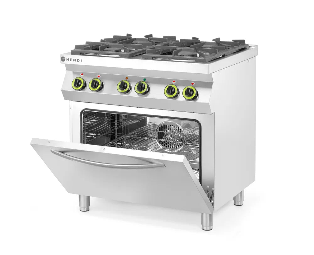 Gasfornuis 4-pits met convectieoven GN 1/1