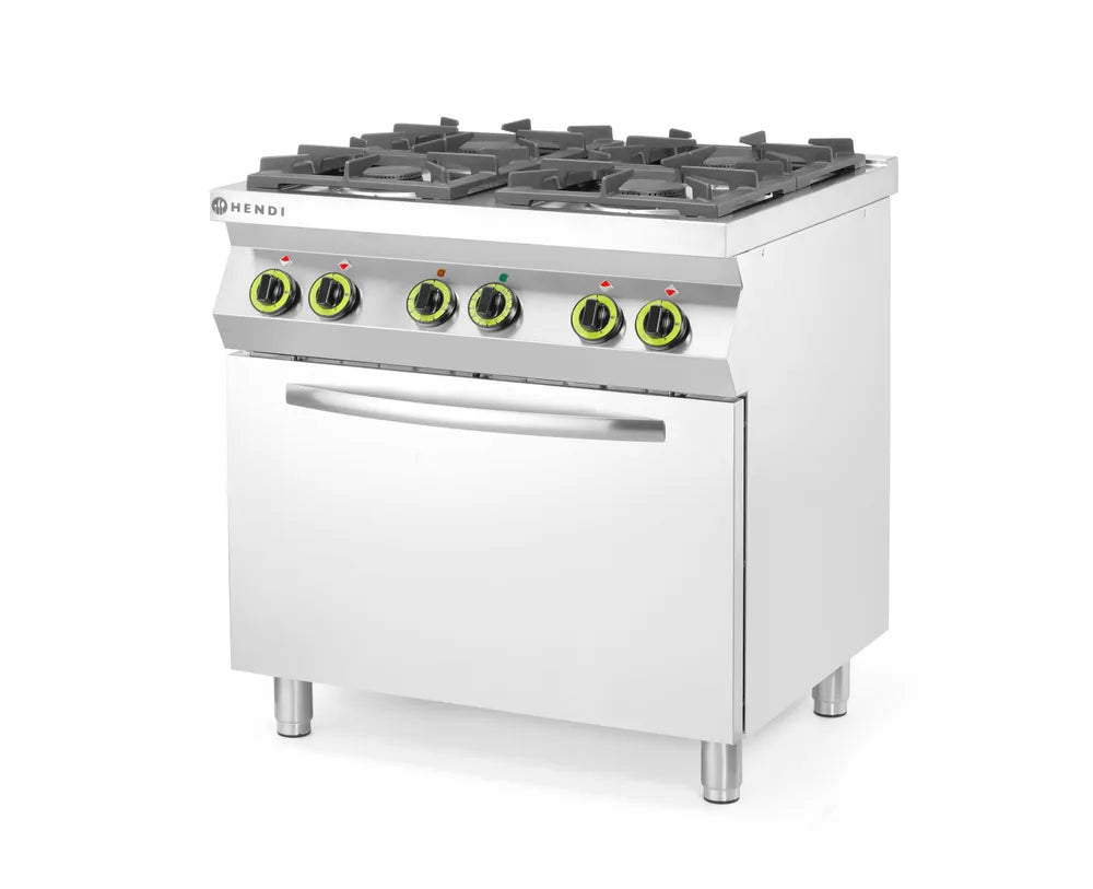 Gasfornuis 4-pits met convectieoven GN 1/1