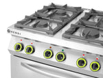 Gasfornuis 4-pits met convectieoven GN 1/1
