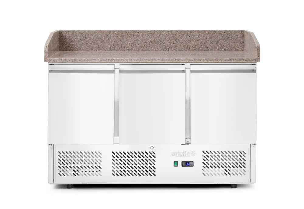 Pizzawerkbank met 3 deuren en koelvitrine 380+40L