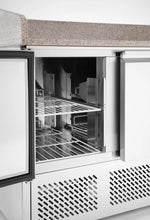 Pizzawerkbank met 3 deuren en koelvitrine 380+40L