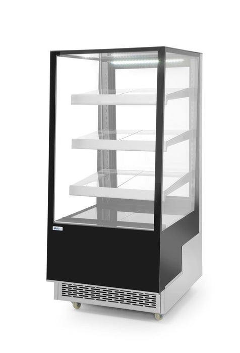 Refrigerated display case with 3 slanted shelves