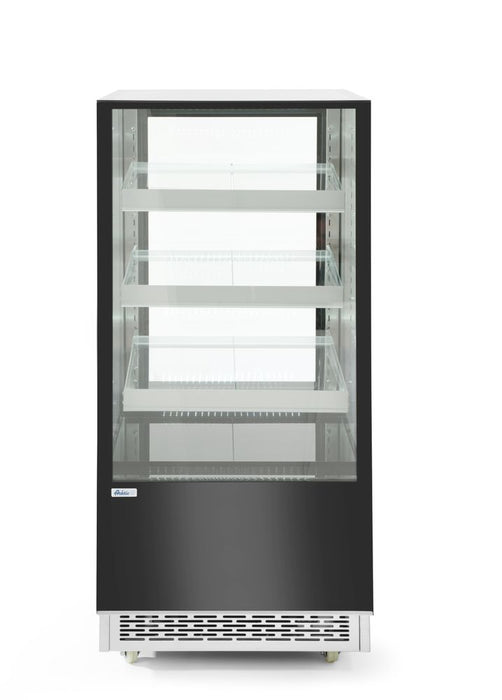 Refrigerated display case with 3 slanted shelves