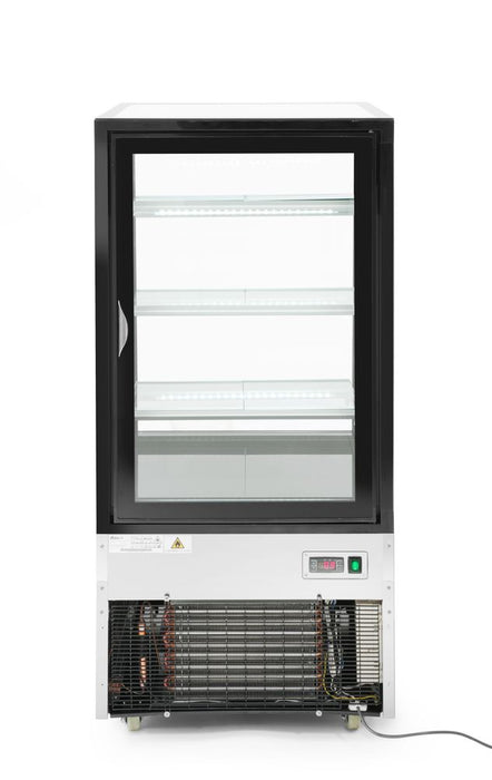 Refrigerated display case with 3 slanted shelves