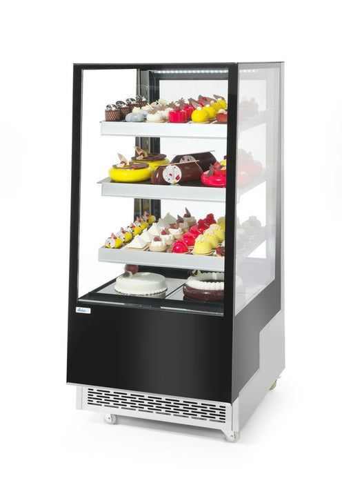 Refrigerated display case with 3 slanted shelves