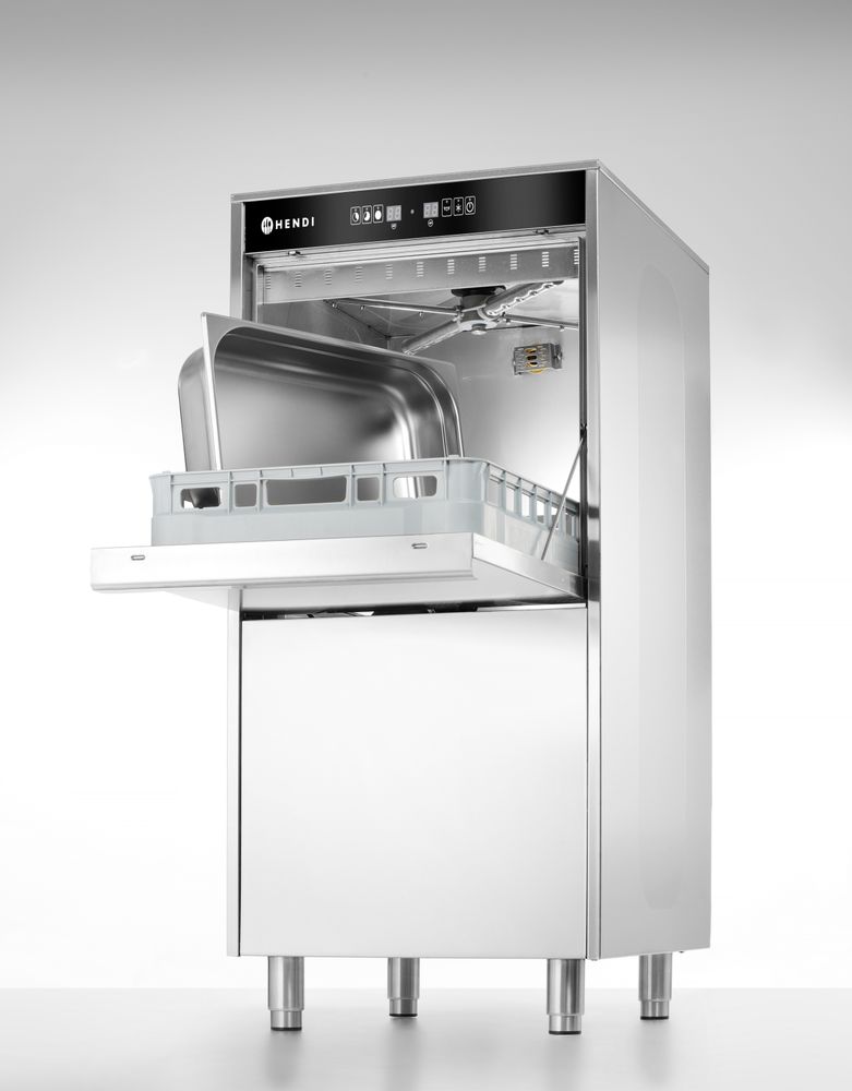 50x60 dishwasher for pans and trays – with detergent dosing system and drain pump