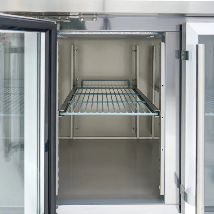 Koelwerkbank - 223 cm - 4 Glazen Deuren