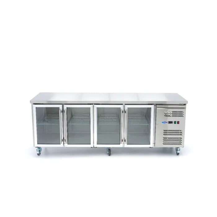 Koelwerkbank - 223 cm - 4 Glazen Deuren