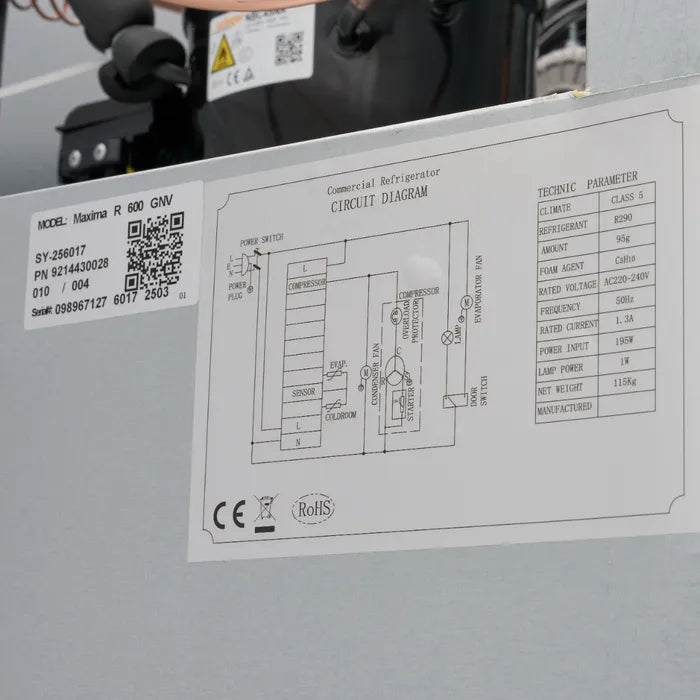 Koelkast - 600 L - 3 Verstelbare Roosters (2/1 GN) - Rvs - op Wielen