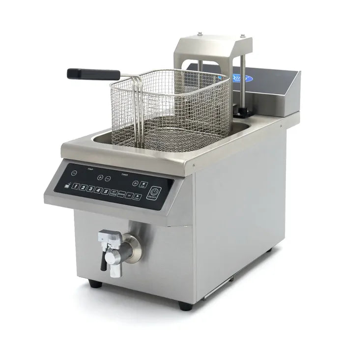 Frituurpan - 8 L - 1 Mand - Inductie - Liftsysteem - met Tapkraan