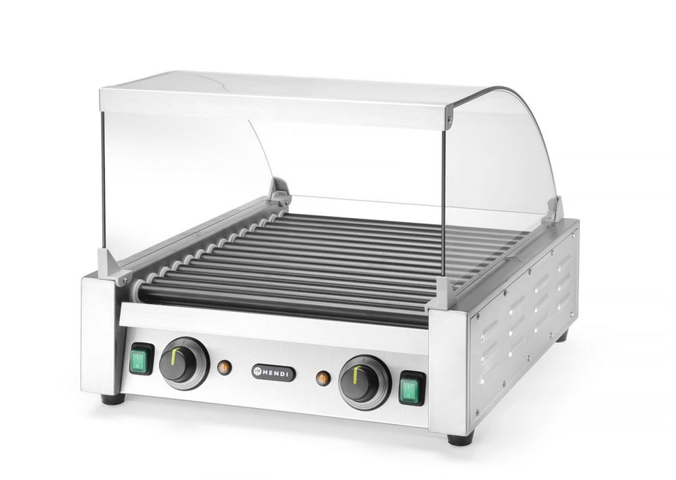 Glass cover for sausage roller grill