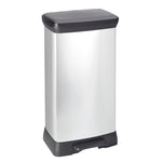 Curver rechthoekige pedaalemmer Decobin 50 liter zilver/zwart