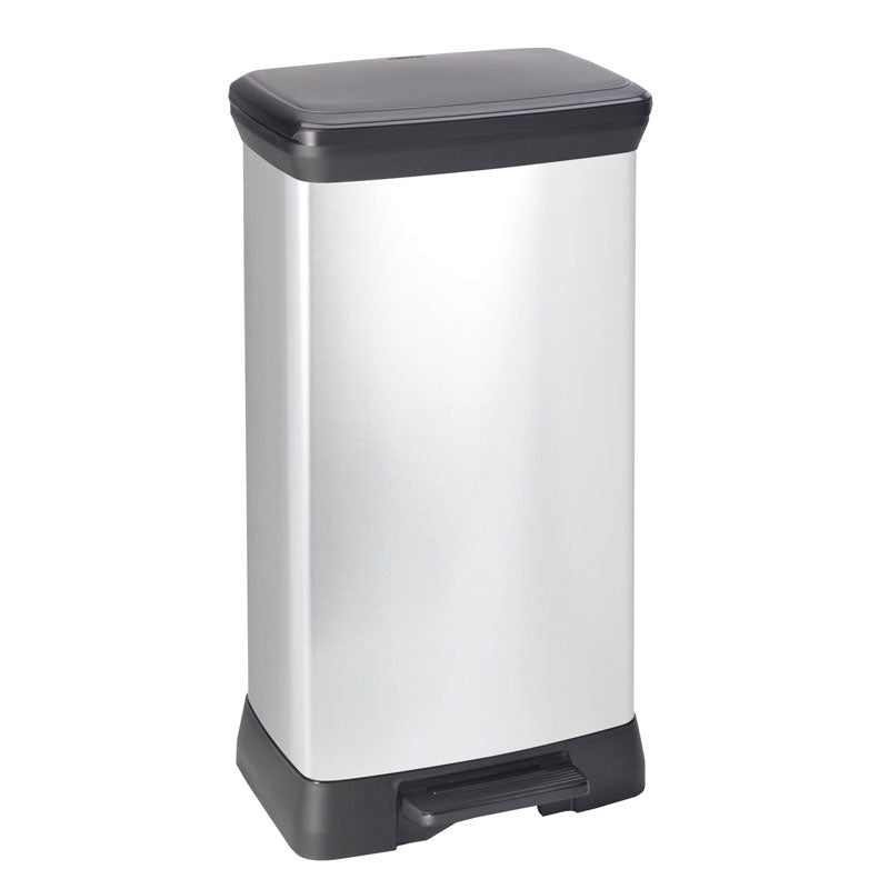 Curver rechthoekige pedaalemmer Decobin 50 liter zilver/zwart