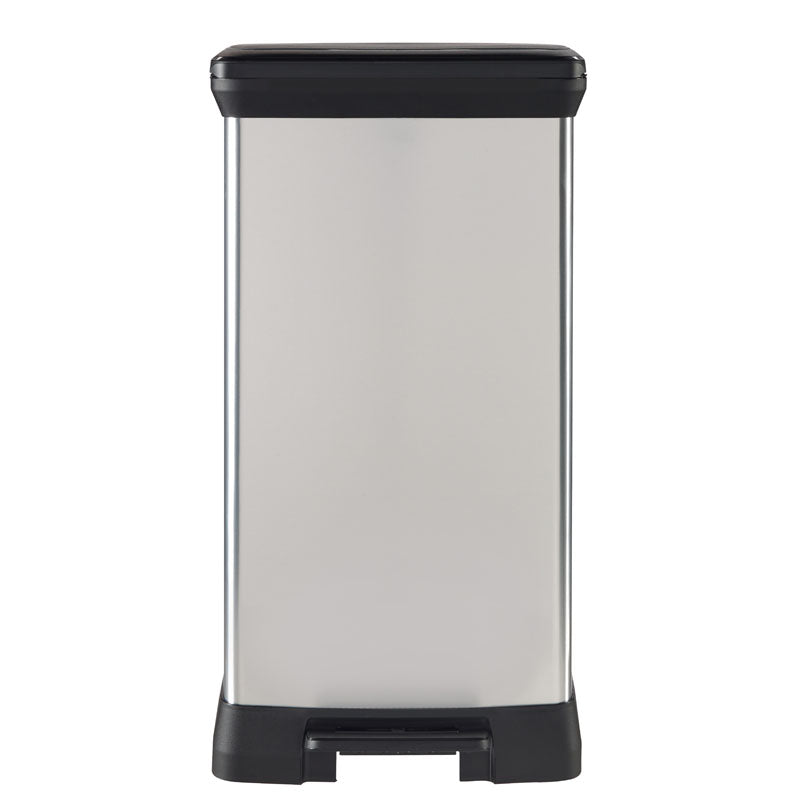 Curver rechthoekige pedaalemmer Decobin 50 liter zilver/zwart