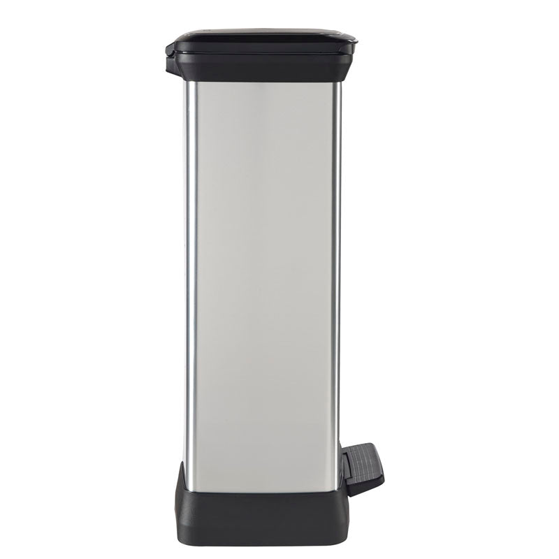Curver rechthoekige pedaalemmer Decobin 50 liter zilver/zwart